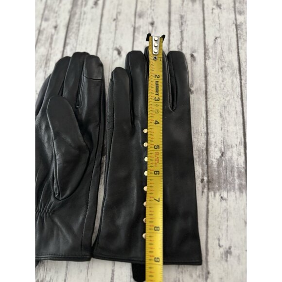 Michael Kors MICHAEL Women's Astor Studded Leather Tech Gloves Black Gold Medium - Picture 6 of 9